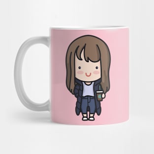 Cute Korean Hipster Girl Cartoon Mug